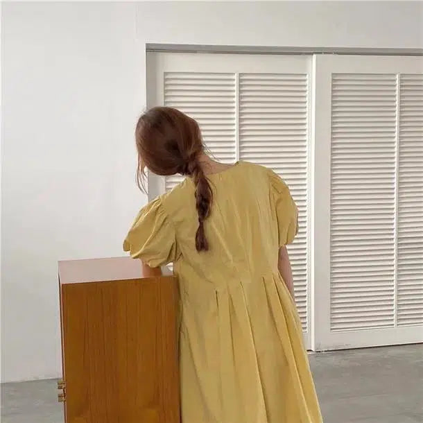 パフスリーブピュアワンピース 6681-画像13-韓国ファッション通販POPREA［ポップリア］