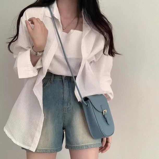 シアサッカーストライプルーズシャツ&キャミソール 6483-画像13-韓国ファッション通販POPREA［ポップリア］