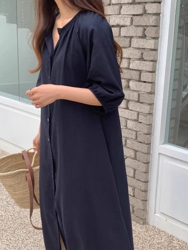 Vネックフロントボタンワンピース 6476-画像13-韓国ファッション通販POPREA［ポップリア］