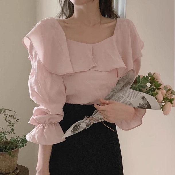 スクエアネックフリルブラウス 6487-画像13-韓国ファッション通販POPREA［ポップリア］