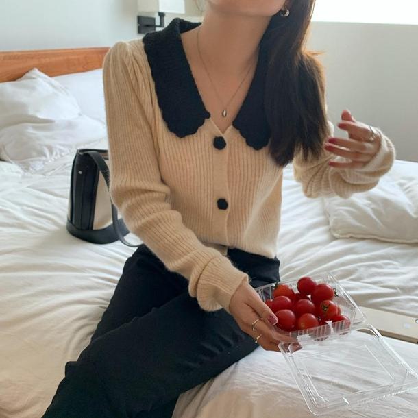 かぎ針フラワーボタンリブニット 6431-画像13-韓国ファッション通販POPREA［ポップリア］