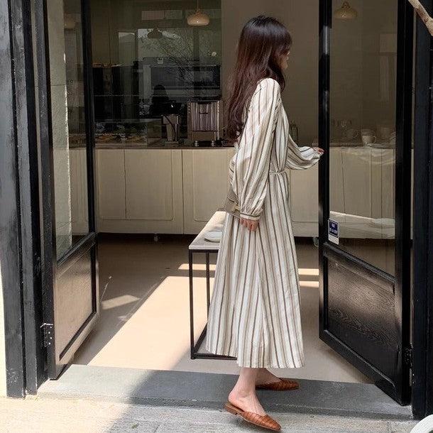 ラウンドネックストライプワンピース ﻿ 6532-画像13-韓国ファッション通販POPREA［ポップリア］