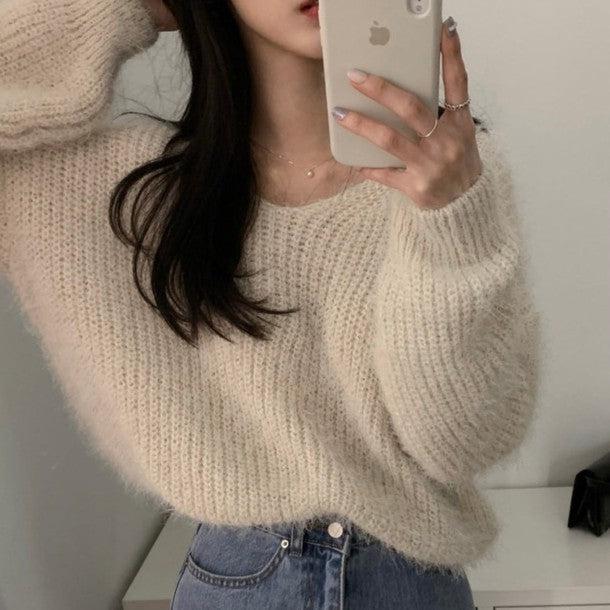 ルーズVネックシャギーニット 6394-画像13-韓国ファッション通販POPREA［ポップリア］