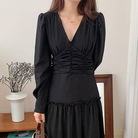 Vネックスプライシングワンピース 6155-画像13-韓国ファッション通販POPREA［ポップリア］