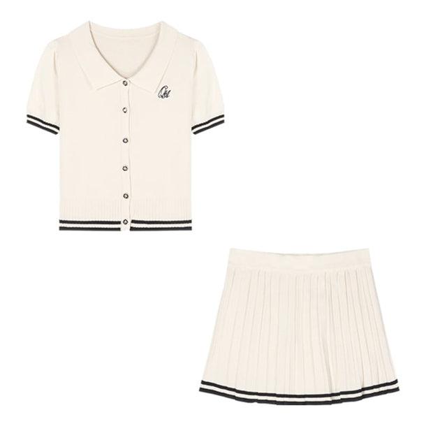 POLOニット＆ショートプリーツニットスカート﻿ 6109-画像13-韓国ファッション通販POPREA［ポップリア］