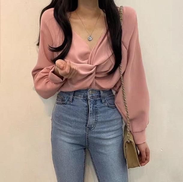 Vネックカシュクールブラウス 6480-画像13-韓国ファッション通販POPREA［ポップリア］