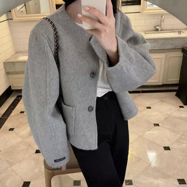 ウール混ボタンノーカラージャケット﻿﻿﻿﻿﻿ 6262-画像13-韓国ファッション通販POPREA［ポップリア］