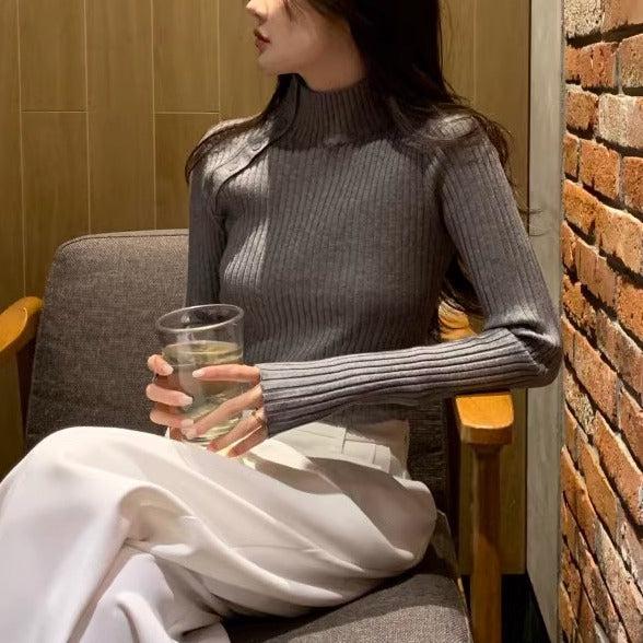 斜めボタンタートルネックリブニット﻿ 6441-画像13-韓国ファッション通販POPREA［ポップリア］