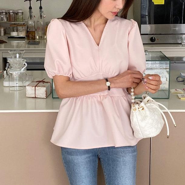 Vネックペプラムブラウス 6016-画像13-韓国ファッション通販POPREA［ポップリア］