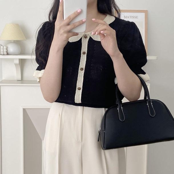 スリムフィットパフスリーブニットカーディガン 5998-画像14-韓国ファッション通販POPREA［ポップリア］