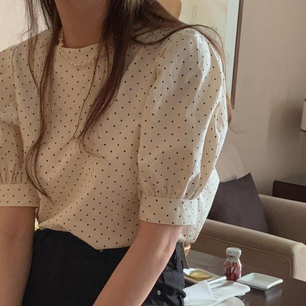 2WAY半袖ドットブラウス﻿ 6642-画像14-韓国ファッション通販POPREA［ポップリア］