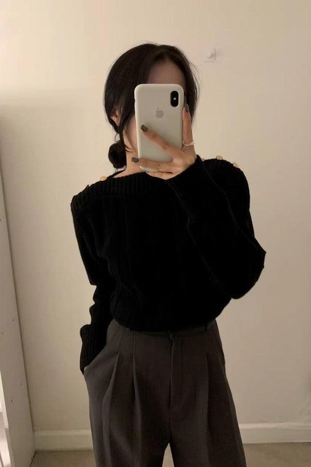 ショルダーゴールドボタンニット 6430-画像14-韓国ファッション通販POPREA［ポップリア］