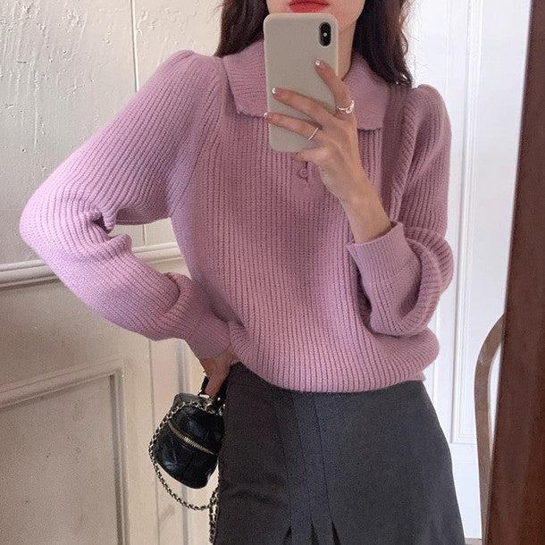 ボタンカラーパフスリーブニット 6239-画像14-韓国ファッション通販POPREA［ポップリア］