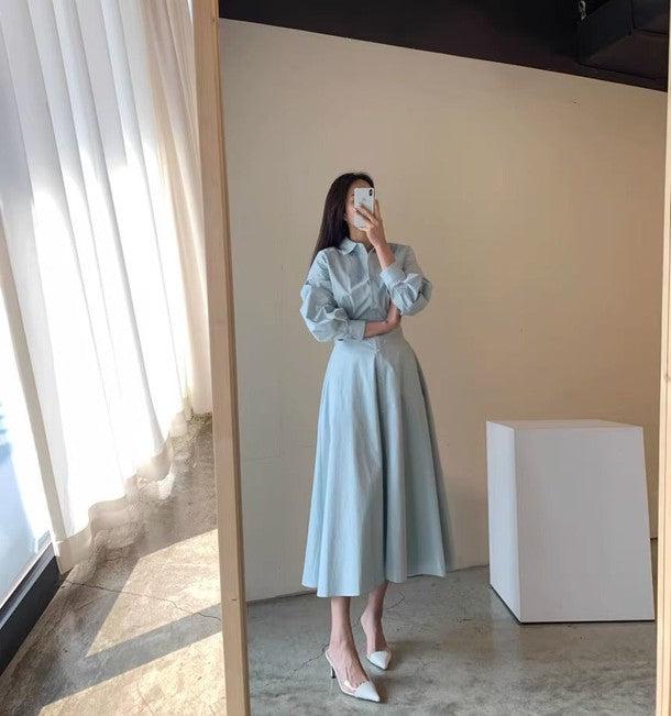 ハイウエストマキシシャツワンピース 6477-画像14-韓国ファッション通販POPREA［ポップリア］