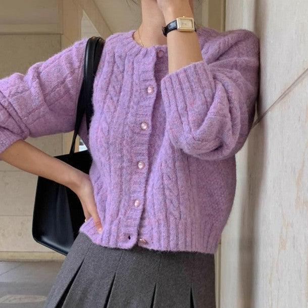ライトカラーケーブルニットカーディガン 6298-画像14-韓国ファッション通販POPREA［ポップリア］