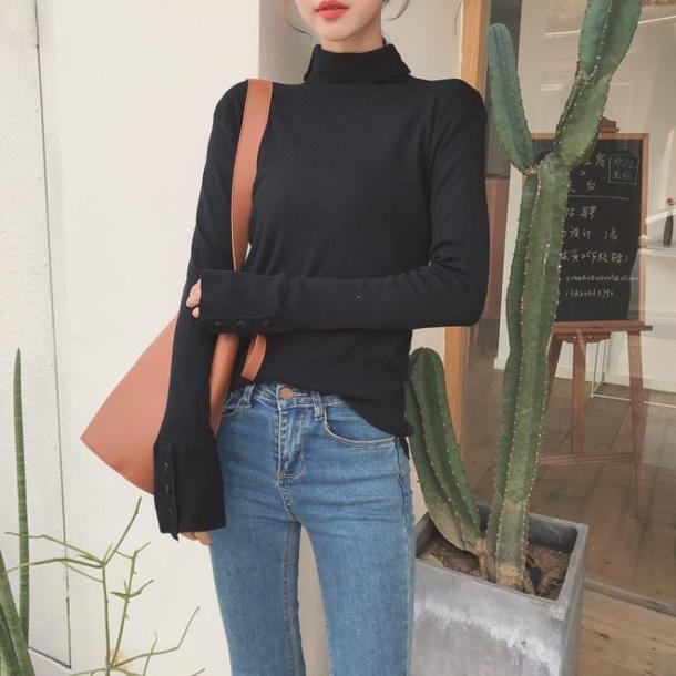 袖ボタンハイネックニット 6416-画像14-韓国ファッション通販POPREA［ポップリア］