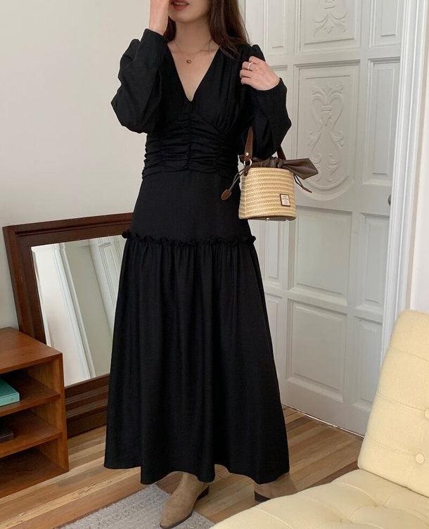 Vネックスプライシングワンピース 6155-画像14-韓国ファッション通販POPREA［ポップリア］