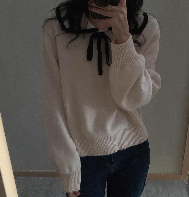 ワイドネックカラーリボンニット 6235-画像14-韓国ファッション通販POPREA［ポップリア］