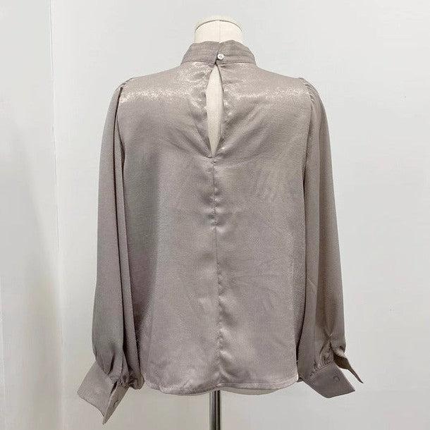 ハイネックバルーンスリーブサテンブラウス 6363-画像14-韓国ファッション通販POPREA［ポップリア］