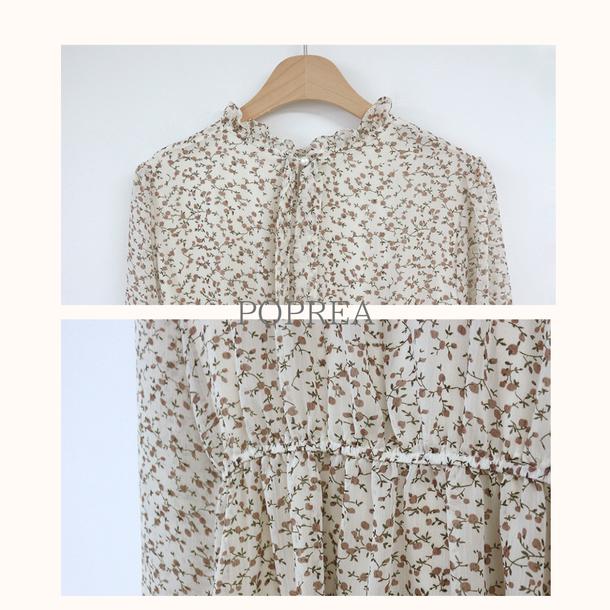 バックリボン小花柄ロングワンピ‐ス 6586-画像14-韓国ファッション通販POPREA［ポップリア］