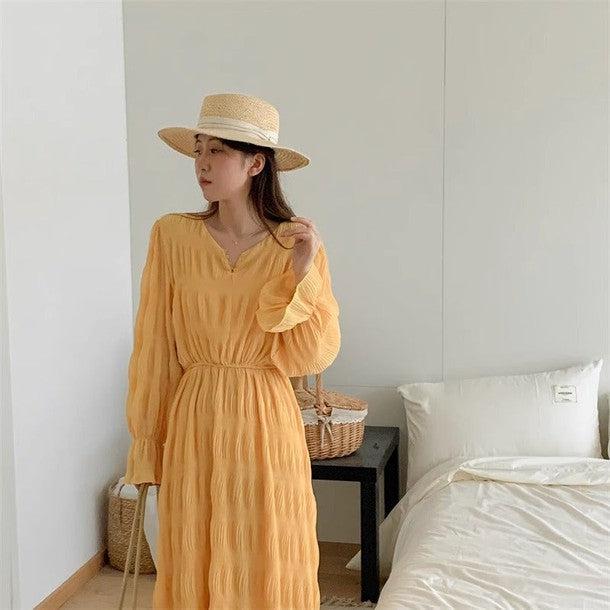 クリンクルロングワンピース 6547-画像14-韓国ファッション通販POPREA［ポップリア］