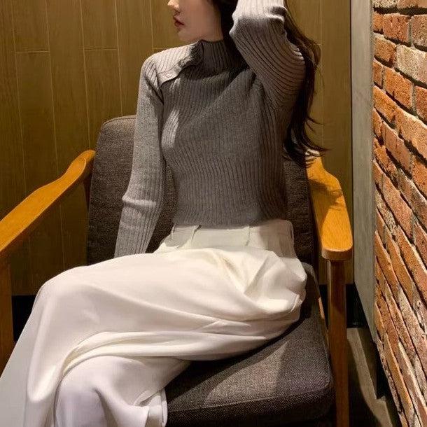 斜めボタンタートルネックリブニット﻿ 6441-画像14-韓国ファッション通販POPREA［ポップリア］