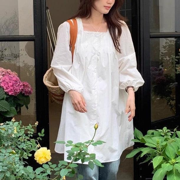 ノーカラーフロントボタンワンピース 6539-画像14-韓国ファッション通販POPREA［ポップリア］