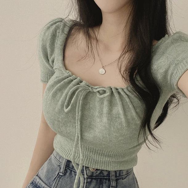 スクエアカラーリボンニット﻿ 6046-画像14-韓国ファッション通販POPREA［ポップリア］