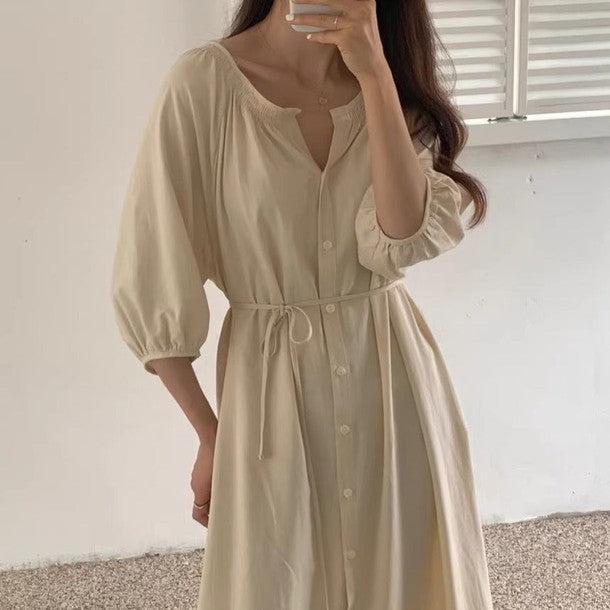 Vネックフロントボタンワンピース 6476-画像14-韓国ファッション通販POPREA［ポップリア］