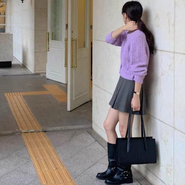 ライトカラーケーブルニットカーディガン 6298-画像15-韓国ファッション通販POPREA［ポップリア］