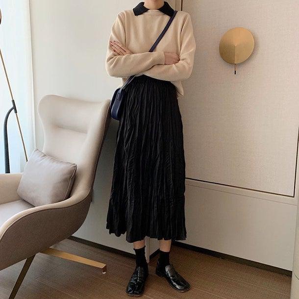 変形ランダムプリーツロングスカート ﻿﻿ 6580-画像15-韓国ファッション通販POPREA［ポップリア］