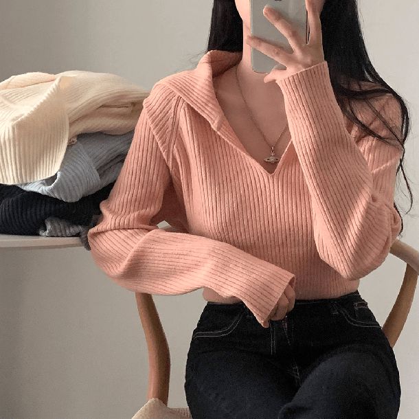 4カラーショートリブニット 6427-画像15-韓国ファッション通販POPREA［ポップリア］