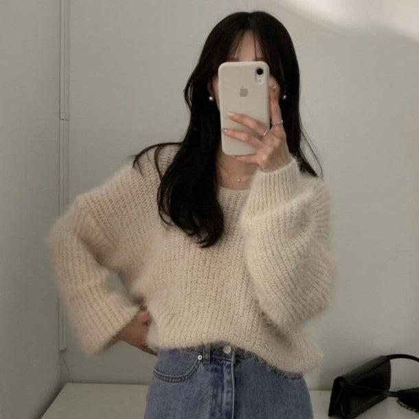 ルーズVネックシャギーニット 6394-画像15-韓国ファッション通販POPREA［ポップリア］