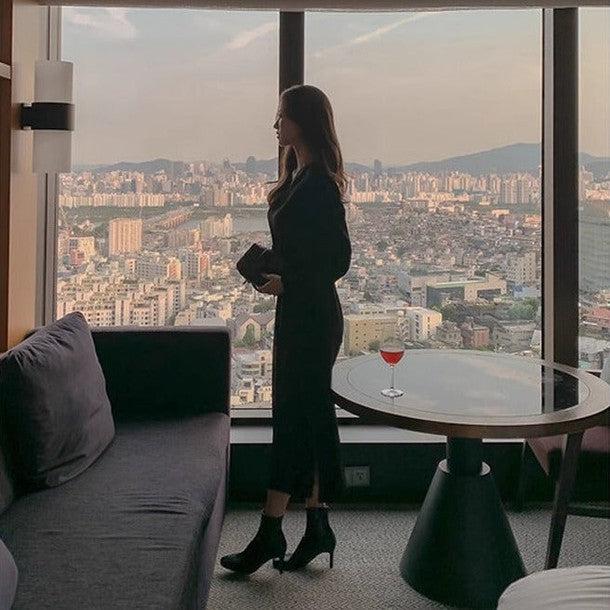 サテンVネックワンピース﻿ 6467-画像15-韓国ファッション通販POPREA［ポップリア］