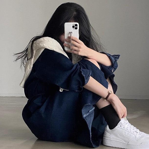 デニムリボンポケットロングワンピース 6472-画像15-韓国ファッション通販POPREA［ポップリア］