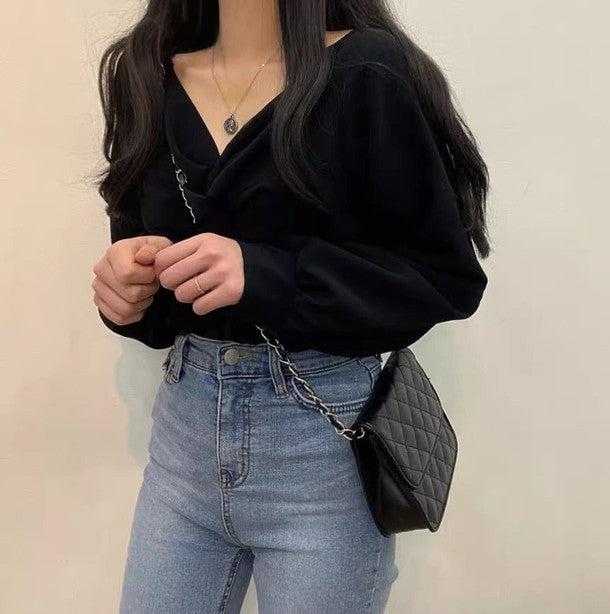 Vネックカシュクールブラウス 6480-画像15-韓国ファッション通販POPREA［ポップリア］