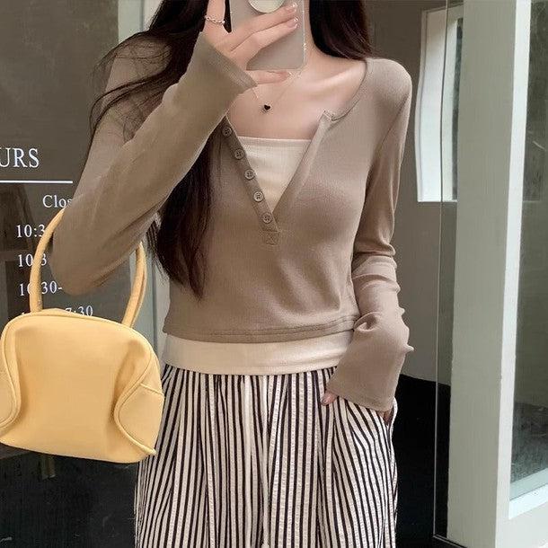 シンプルスリムクロップドロングスリーブTEE 6507-画像15-韓国ファッション通販POPREA［ポップリア］