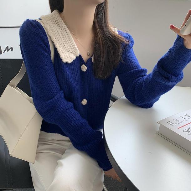 かぎ針フラワーボタンリブニット 6431-画像15-韓国ファッション通販POPREA［ポップリア］