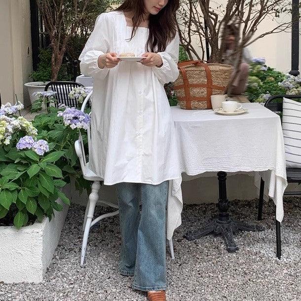 ノーカラーフロントボタンワンピース 6539-画像15-韓国ファッション通販POPREA［ポップリア］