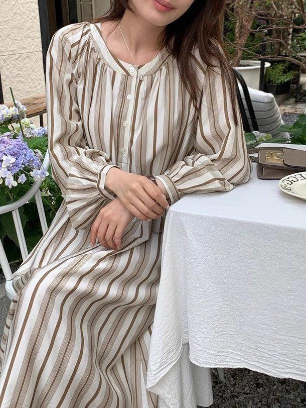 ラウンドネックストライプワンピース ﻿ 6532-画像15-韓国ファッション通販POPREA［ポップリア］