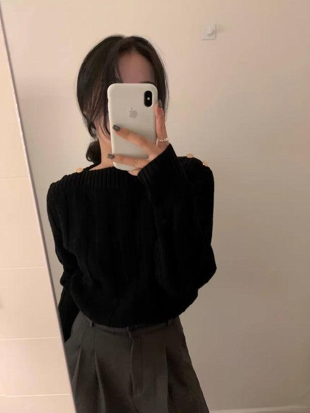 ショルダーゴールドボタンニット 6430-画像15-韓国ファッション通販POPREA［ポップリア］