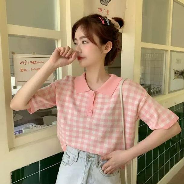 ブロックチェックバイカラーポロシャツ 6071-画像15-韓国ファッション通販POPREA［ポップリア］