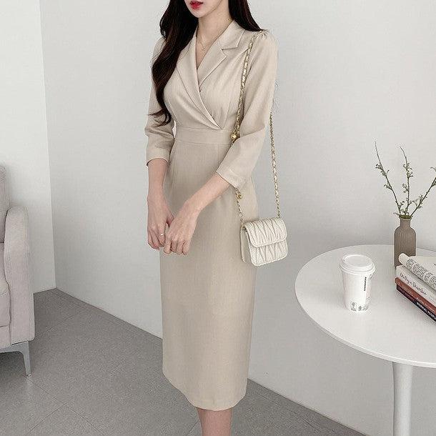 テーラードカラー7分袖ワンピース 6374-画像15-韓国ファッション通販POPREA［ポップリア］