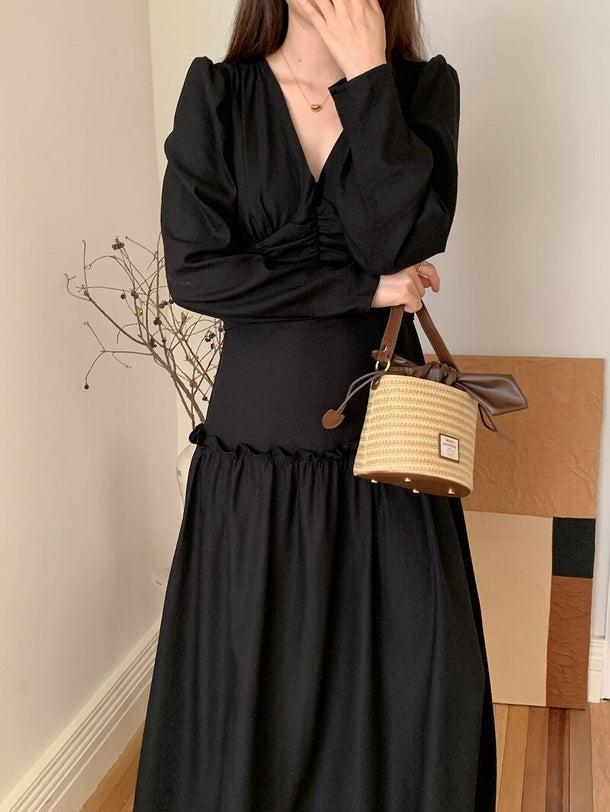 Vネックスプライシングワンピース 6155-画像15-韓国ファッション通販POPREA［ポップリア］