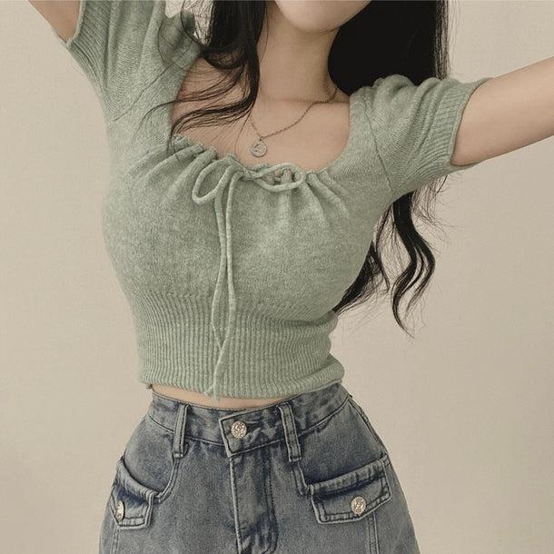 スクエアカラーリボンニット﻿ 6046-画像15-韓国ファッション通販POPREA［ポップリア］