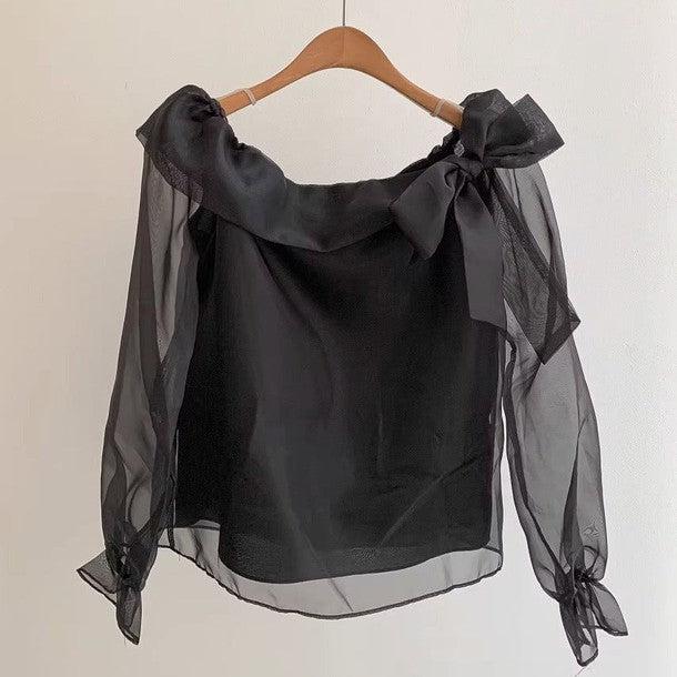 オフショルダーシアーブラウス 6452-画像15-韓国ファッション通販POPREA［ポップリア］