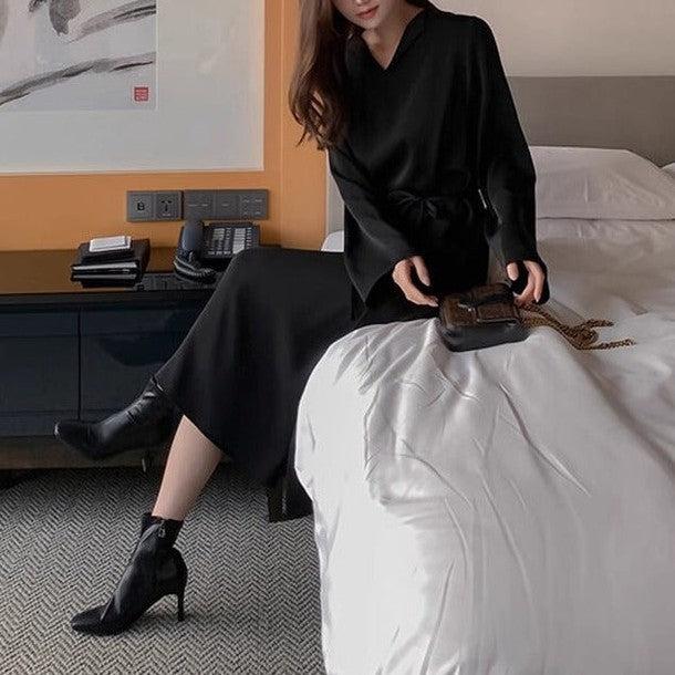 サテンVネックワンピース﻿ 6467-画像16-韓国ファッション通販POPREA［ポップリア］