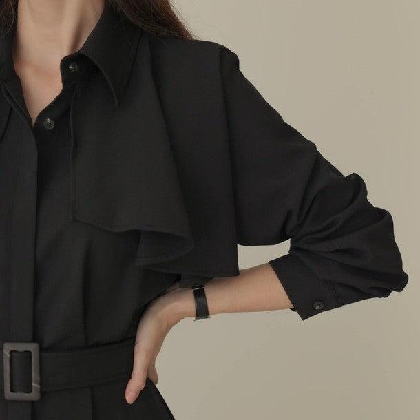 ケープフレアウエストベルトワンピース 6373-画像16-韓国ファッション通販POPREA［ポップリア］