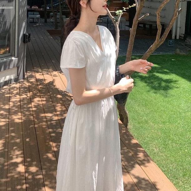 Vネックハイウエストワンピース 6819-画像16-韓国ファッション通販POPREA［ポップリア］