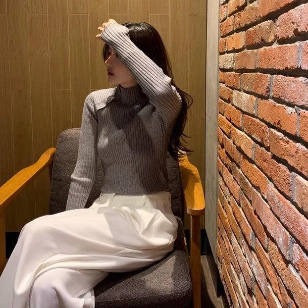 斜めボタンタートルネックリブニット﻿ 6441-画像16-韓国ファッション通販POPREA［ポップリア］